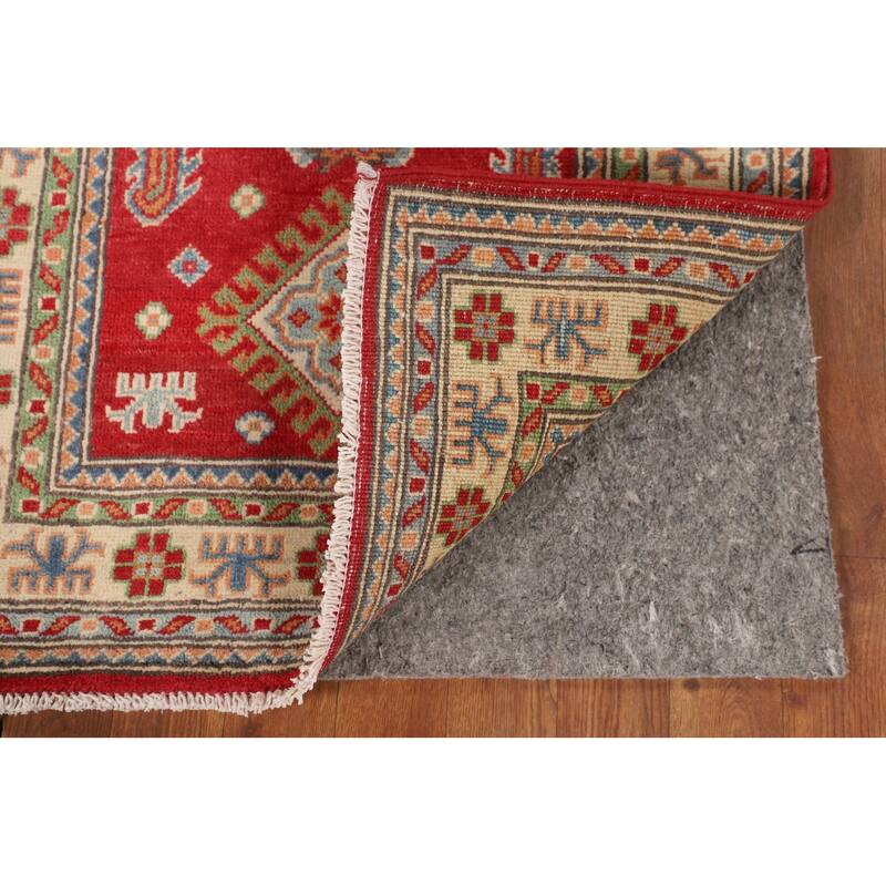 Red Kazak Foyer Rug Hand-Knotted Oriental Wool Carpet - 2'8" x 4'1"