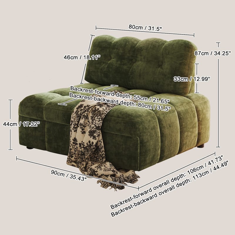JASIWAY Chenille Pull-Out Single Sofa Bed
