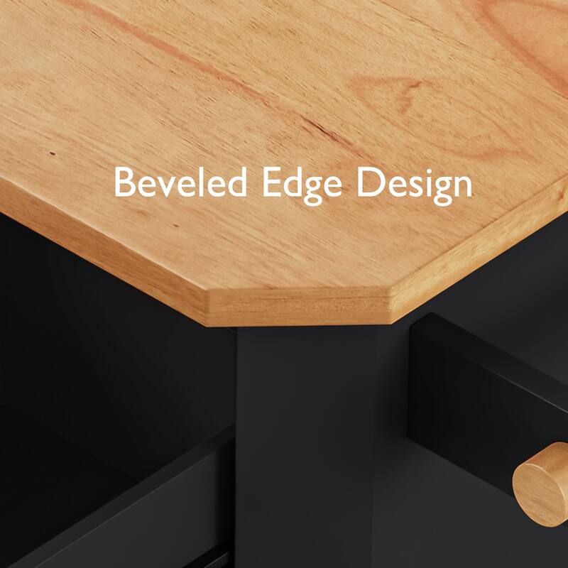 Kitchen Island with Drop Leaf,Features Power Outlet and Ample Storage