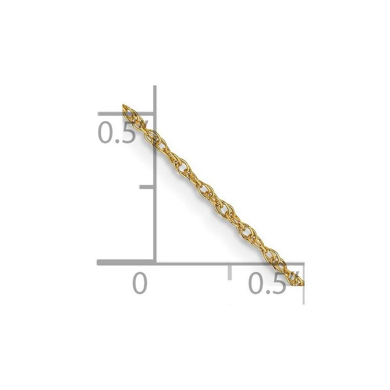Curata Women's 14k Yellow Gold .8mm Lite-Baby Rope Chain Anklet - 9 Inch - Spring Ring