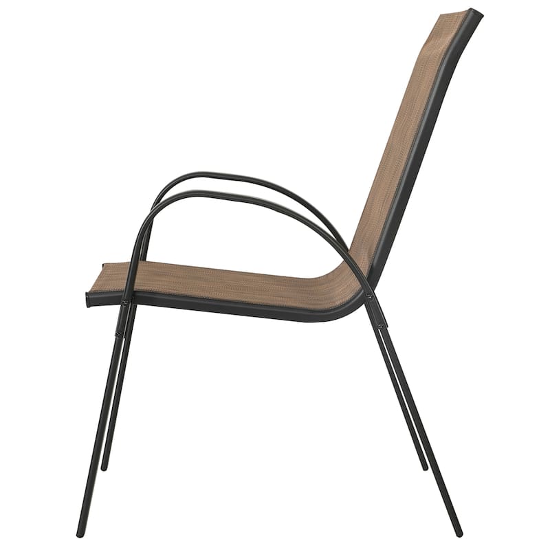 Patio 4-Piece Textilene Dining Chairs with Armrests and Stackable Design