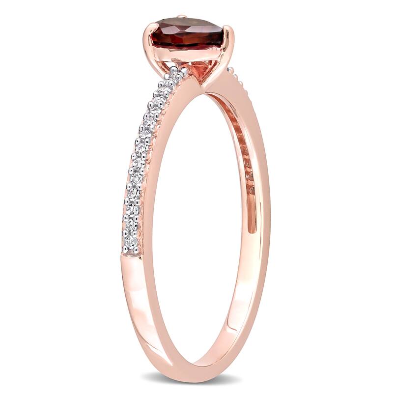 Miadora 10k Rose Gold Heart-cut Garnet and 1/10ct TDW Diamond Birthstone Ring