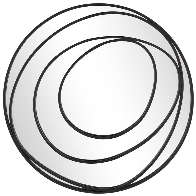Black Metal Room Wall Mirror with Overlapping Circles - 1"W x 32"L x 32"H