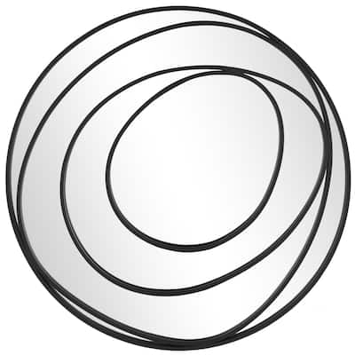 Metal Abstract Wall Mirror with Overlapping Circles - Black - Roche River Decor - 1"W x 32"L x 32"H