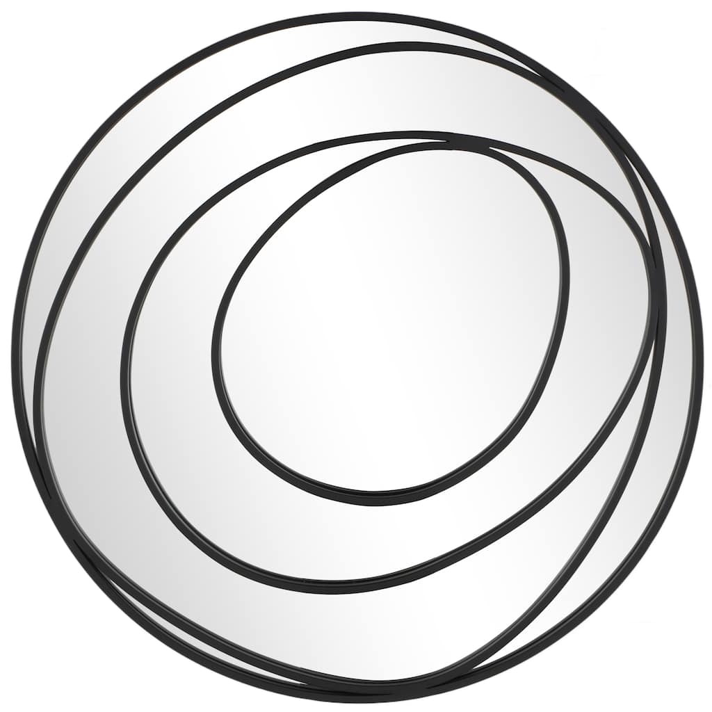 Metal Abstract Wall Mirror with Overlapping Circles - Black - Roche River Decor - 1"W x 32"L x 32"H