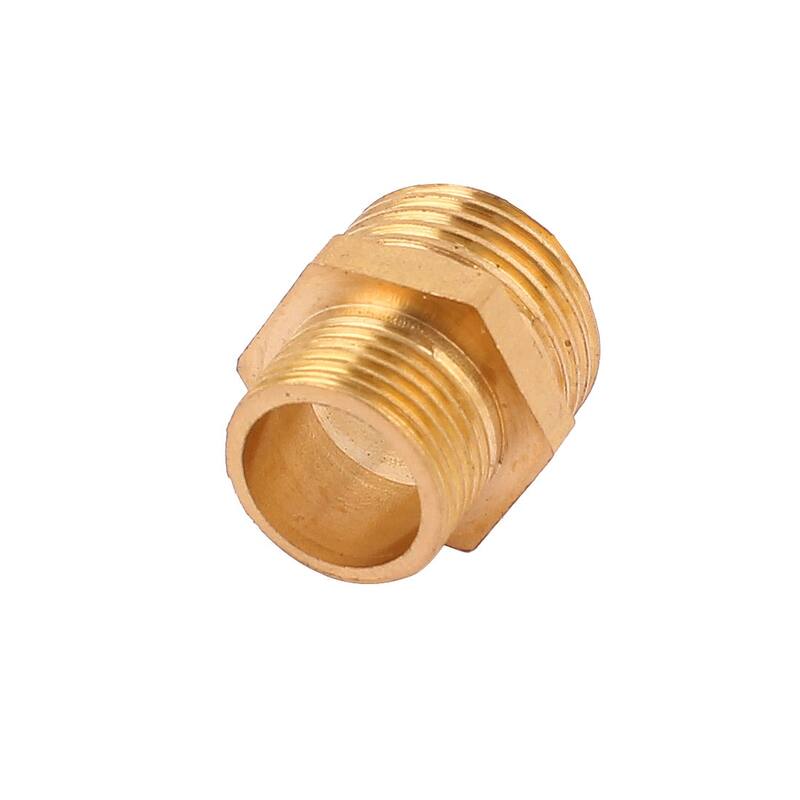 Brass 1/2BSP x 3/8BSP Male to Male Thread Hexagon Reducing Bushing Pipe Adapter - Gold Tone