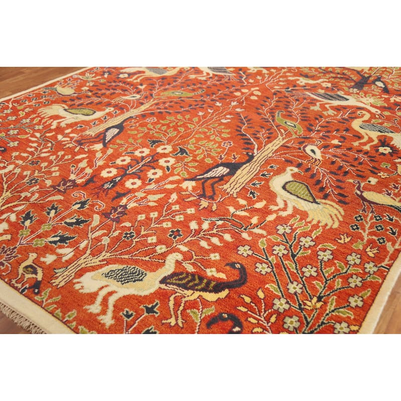 Hand Knotted Oriental 100% Wool Carpet Traditional All-Over Oranges & Rust Ziegler Area Rug - 11' 10'' X 8' 10''