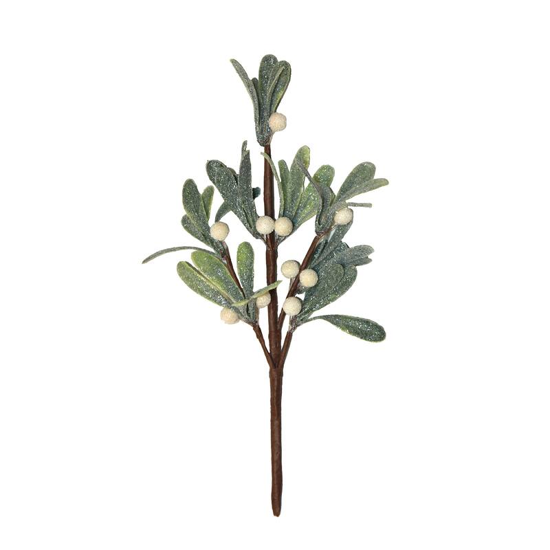 12" Artificial Christmas Mistletoe White Berry and Leaf Pick, Set of 6 - 12