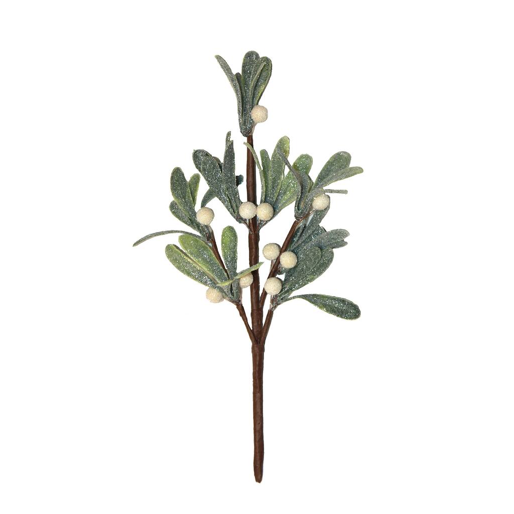 12" Artificial Christmas Mistletoe White Berry and Leaf Pick, Set of 6 - 12