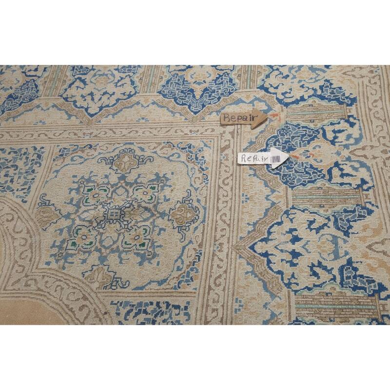 Hand Knotted Oriental 100% Wool Carpet Traditional Medallion Peach Kerman Area Rug - 13' 7'' X 10' 5''