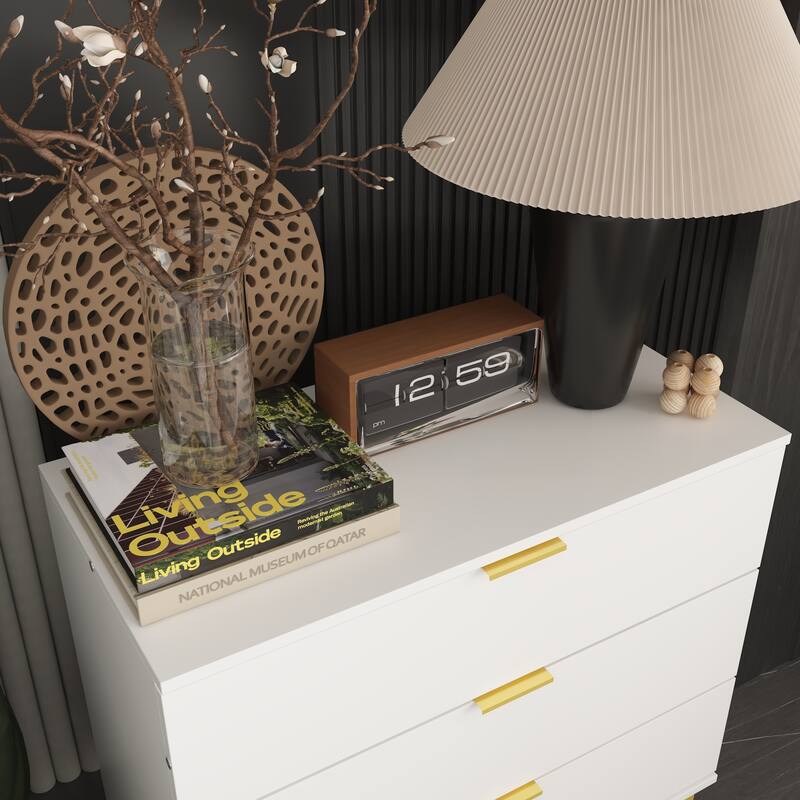 31.5"W x 29.7"H Wooden Nightstand with 3 Drawer End Table Black Chest