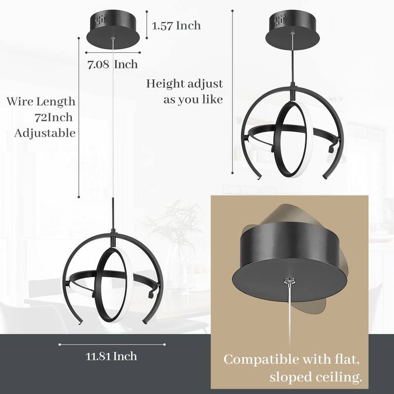 Small LED Orb Chandelier, Adjustable Pendent Light