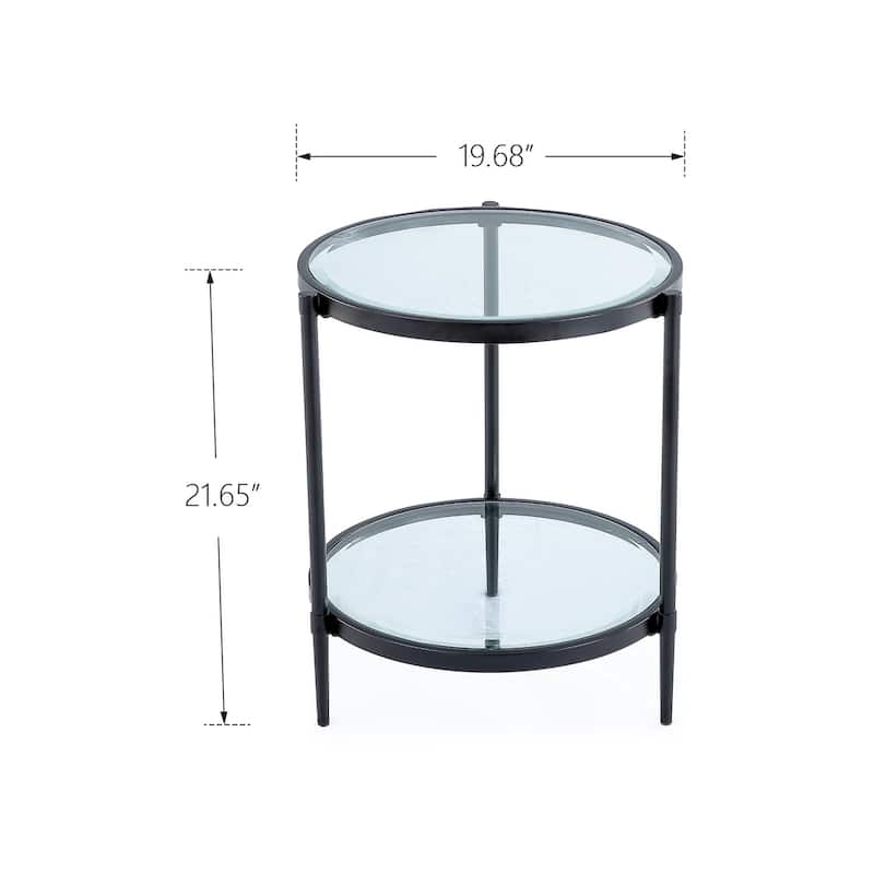 Sleek Minimalist Coffee Table, Crystal Clear Tempered Glass + Matte Black Industrial Frame