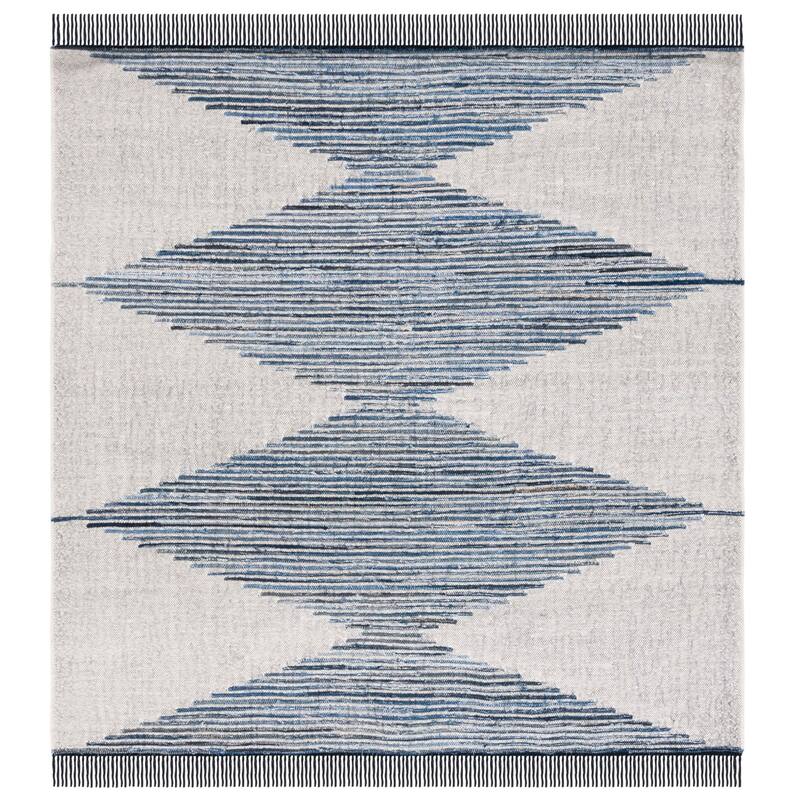 SAFAVIEH Handmade Kilim Kaili Boho Wool & Jute Rug - 6' Square - Ivory/Blue