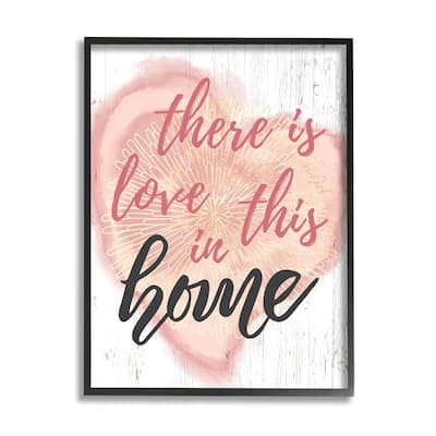 Stupell Love In This Home Phrase Floral Pattern Heart Framed Wall Art - Pink