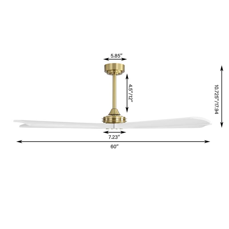 MLiAN 60 in 5-Soild Wood Blades Indoor Standard Ceiling Fan with Remote Down-Rod Mount