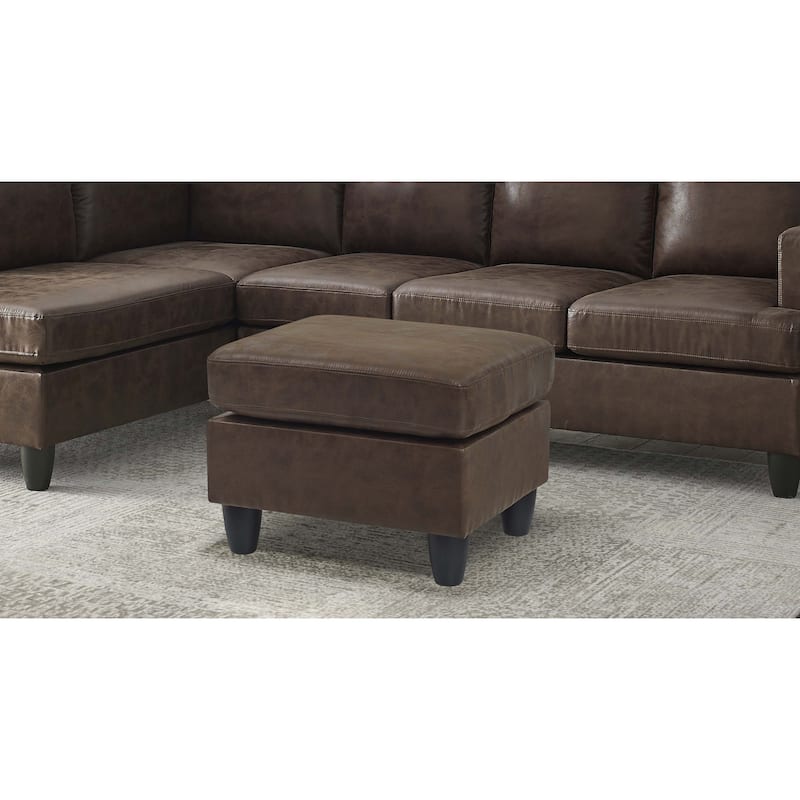 Sierra Accent Ottoman in Faux Leather - Dark Brown