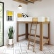 preview thumbnail 1 of 16, Mid-Century Modern Twin-Size High Loft Bed White/Pecan