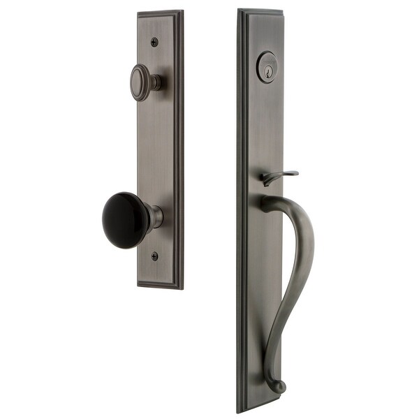 Grandeur CARSGRCOV_ESET_234 Carre Solid Brass Rose Keyed Entry Single Cylinder Full Plate 'S' Grip Handleset with Coventry Knob