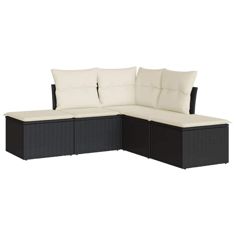 vidaXL Patio Sofa Set with Cushions Outdoor Furniture 6 Piece Poly Rattan