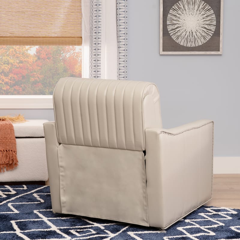 Linon Carlota Faux Leather 360 Swivel Accent Chair