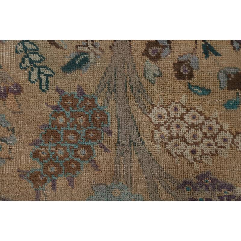 Blue Tabriz Persian Vintage Area Rug Hand-Knotted Wool Carpet - 9'11" x 13'2"