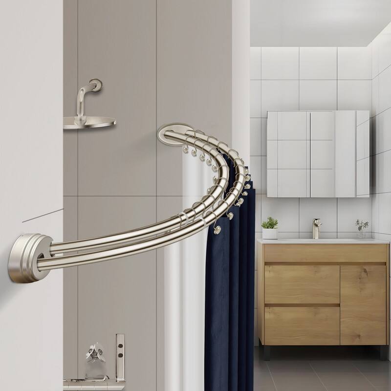 Utopia Alley Rustproof Wall Mounted Aluminum Double Curved Shower Curtain Rod, Screw Mount Rod, Adjustable Rod from 45" to 72"
