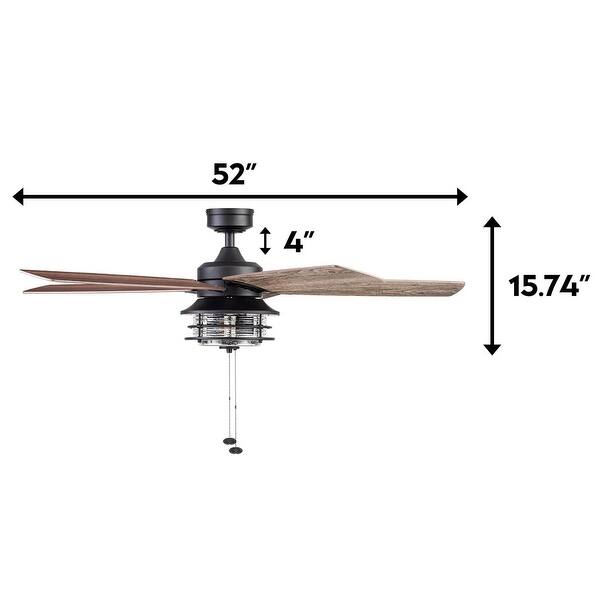 52" Honeywell Foxhaven Indoor/Outdoor Farmhouse Ceiling Fan, Matte Black