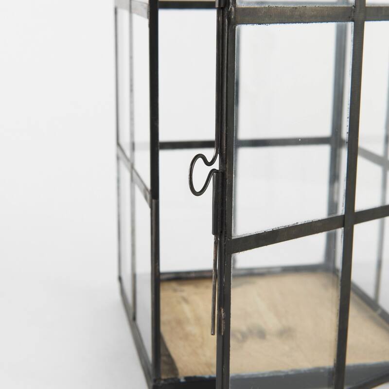 Gamfield Small Black Metal & Glass Candle Holder Lantern