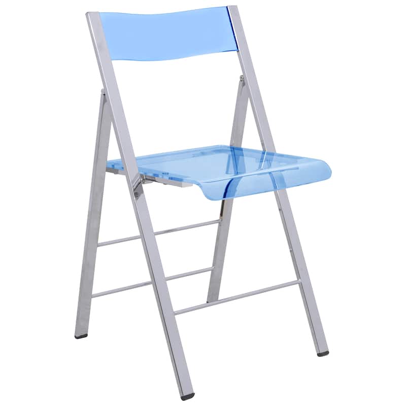 LeisureMod Menno Modern Acrylic Folding Chair - Red - 4 x 30 x 16.5