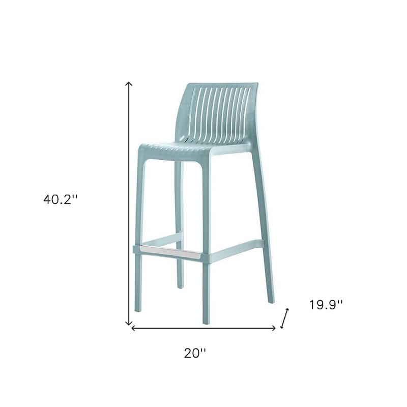 HomeRoots Set of Four 30" Baby Blue Heavy Duty Plastic Low Back Outdoor Bar Height Chairs