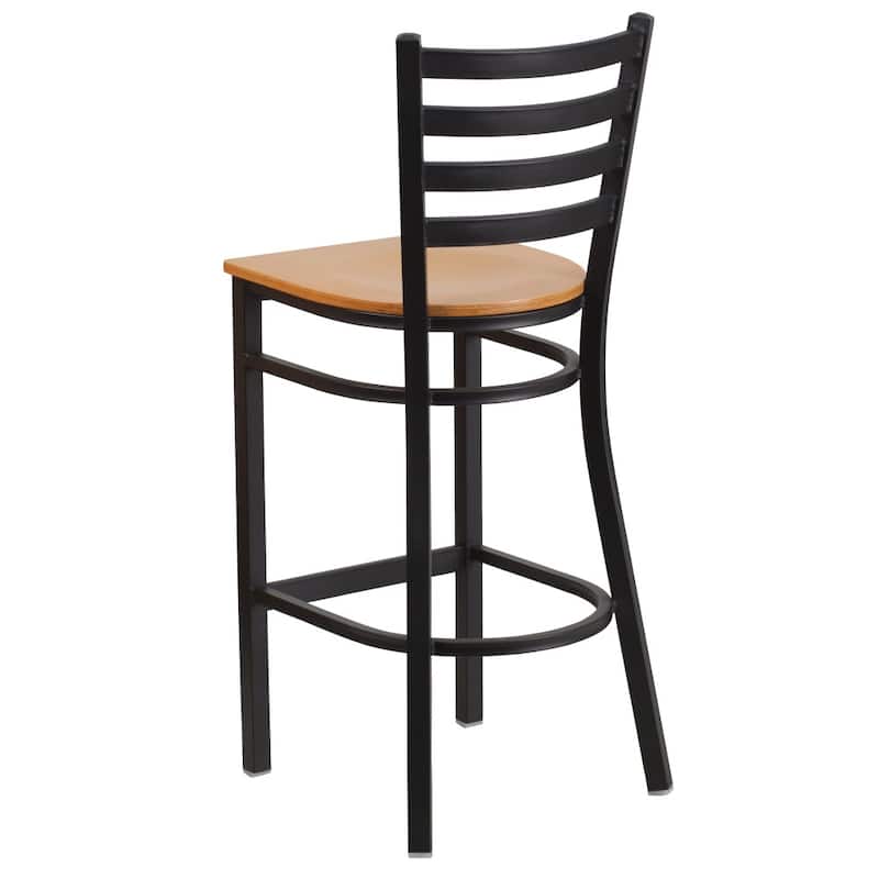 Ladder Back Metal Restaurant Barstool - 17"W x 18"D x 42.25"H