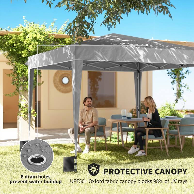 Outsunny 10 x 10 ft Pop Up Canopy Tent with Sidewalls, UPF50+ Outdoor Portable Instant Canopy Shelter with Carry Bag, Sandbags