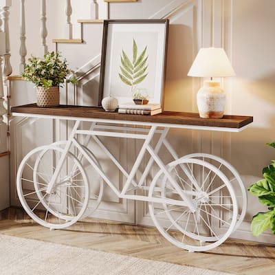 70.9 inch Extra Long Console Table with Bicycle Base, Narrow Sofa Table Industrial Entryway Table