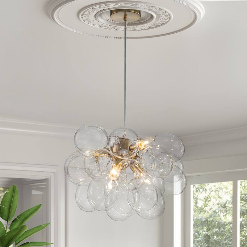 Starsky 6- Light 12in. Modern Glam Glass Bubble Chandelier with 19 Glass Bubbles