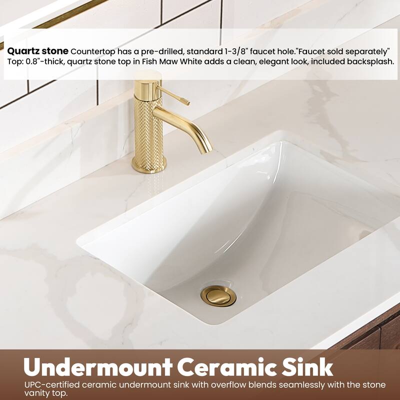 Cristo Floating Bath Vanity with White Quartz Stone Top and Mirror
