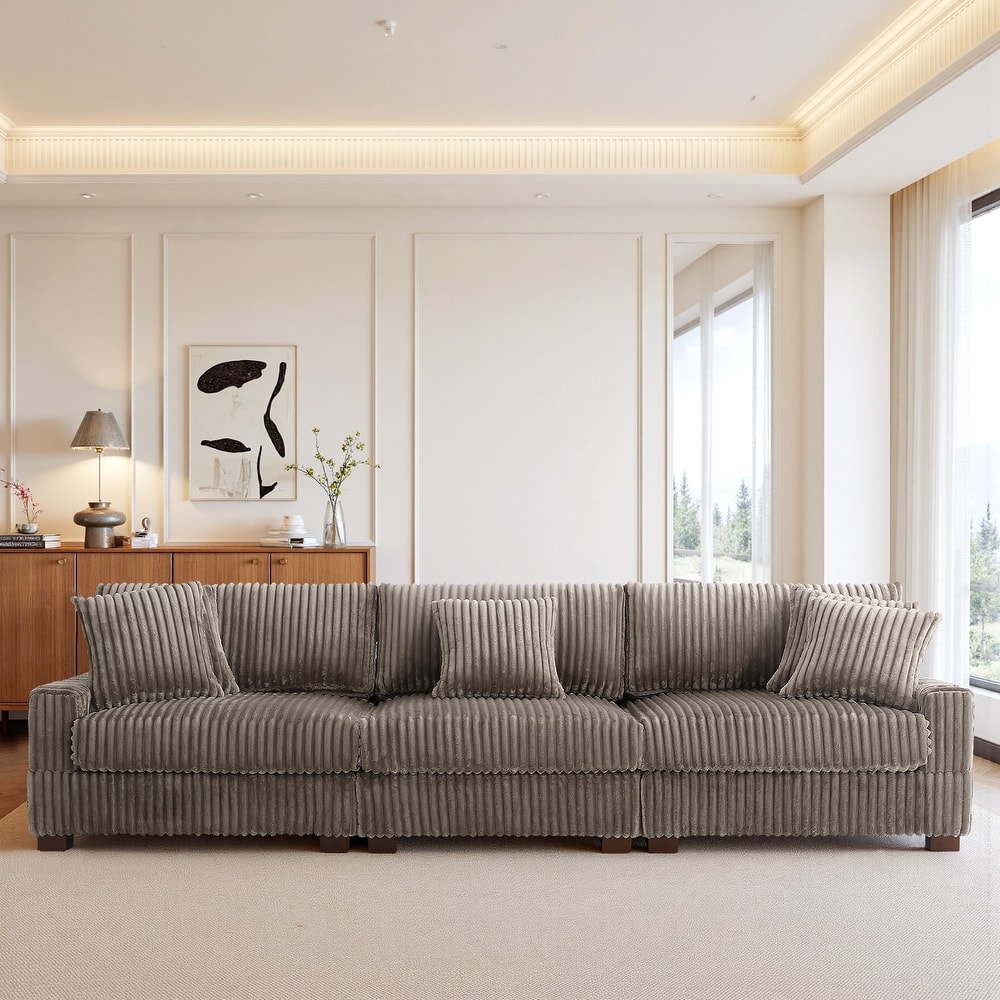 118.3" W Upholstered Sectional Modular Sofa with Pillows