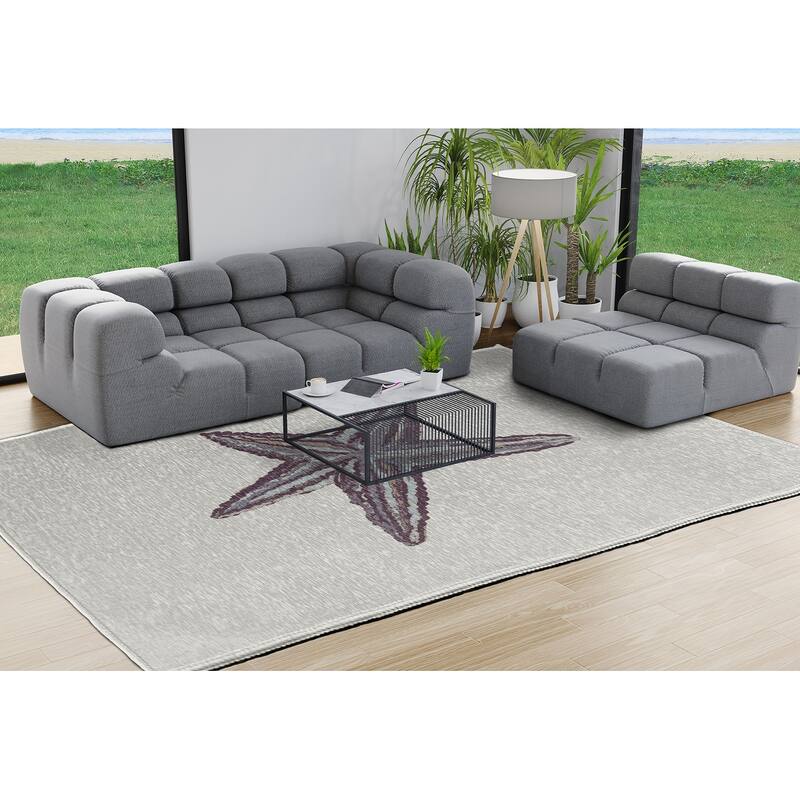 Starfish Nautical Chenille Rug