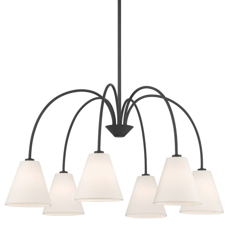 Bellevue SHCH28848 6 Light 30" Wide Chandelier with Linen Shades - Matte Black