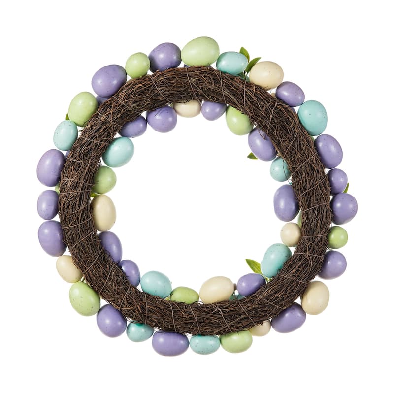 Glitzhome 18"D Easter Purple Hue Eggs Wreath for Front Door Wall Decor