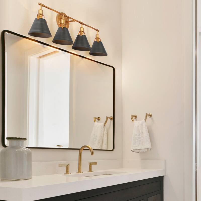 Coney Modern 4-Light Bathroom Vanity Light Cone Metal Shade Wall Sconces