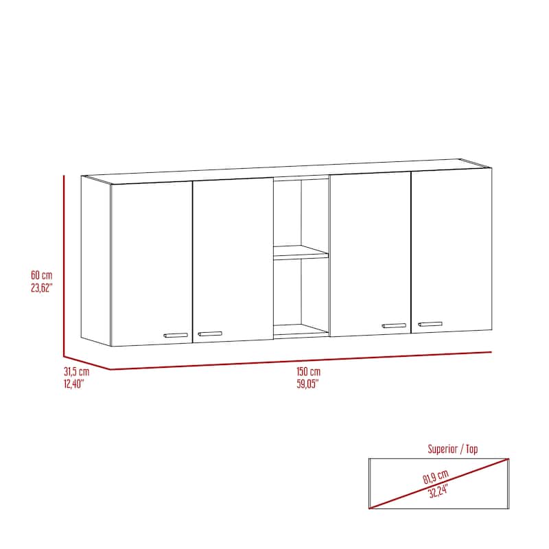 Wall Cabinet Ontario, Double Door, White Finish,High quality and durable