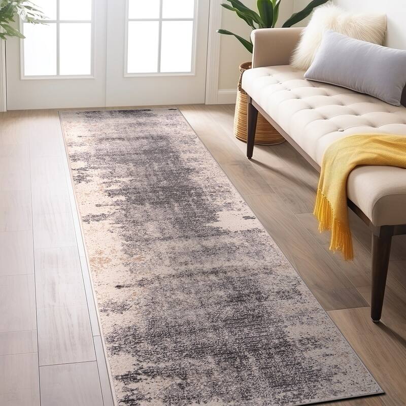 World Rug Gallery Distressed Abstract Gray Area Rug