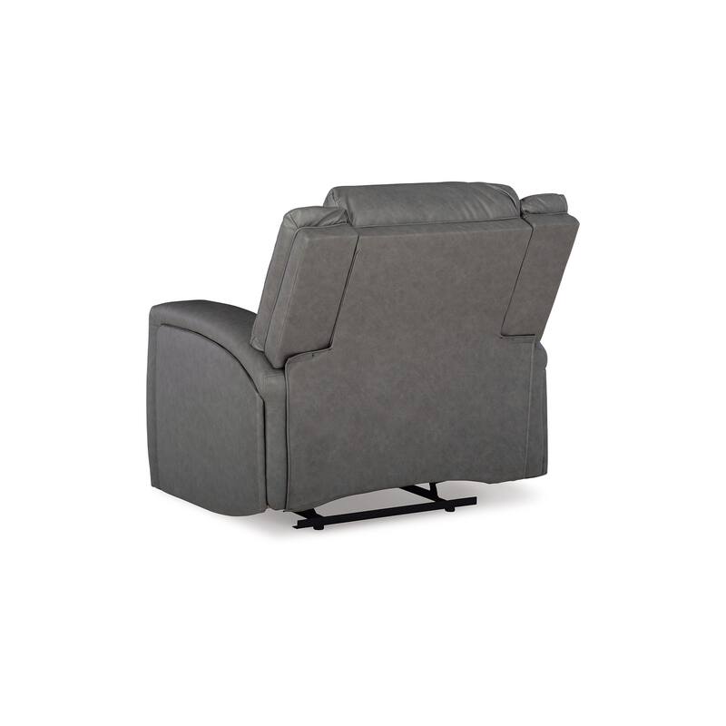 Vance Manual Recliner Chair, Gray Faux Leather, Pillow Top Headrest