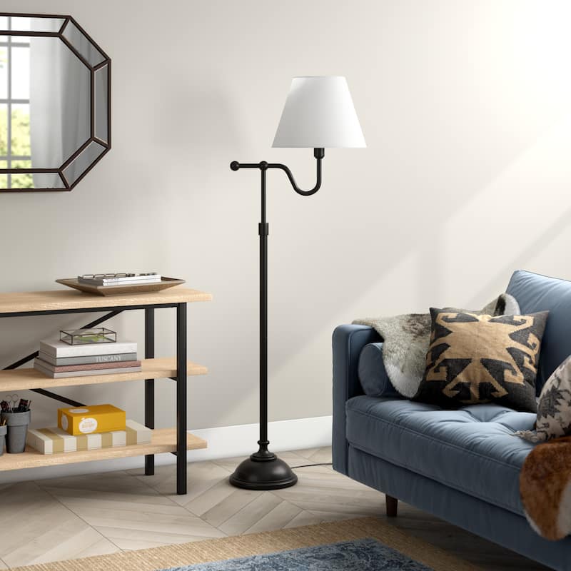 Wellesley Blackened Bronze Floor Lamp with Empire Shade