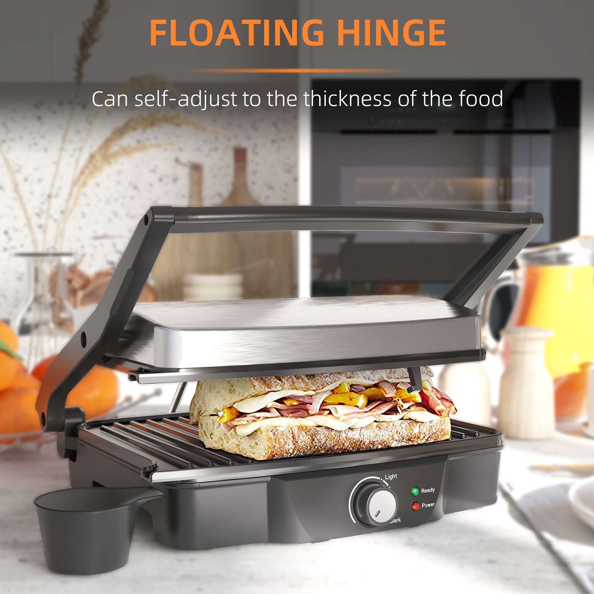 4 Slice Panini Press Grill Sandwich Maker with Non Stick Double Plates 13.75 L x 12.75 W x 4.75 H
