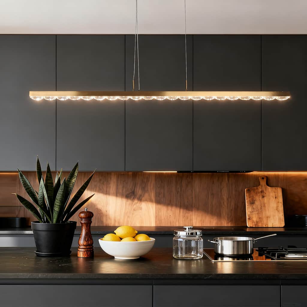 Modern Minimalist Linear LED Integrated Luxury Chandelier Dining Room Crystal Pendant - L39.4"* W2"* H1.4"