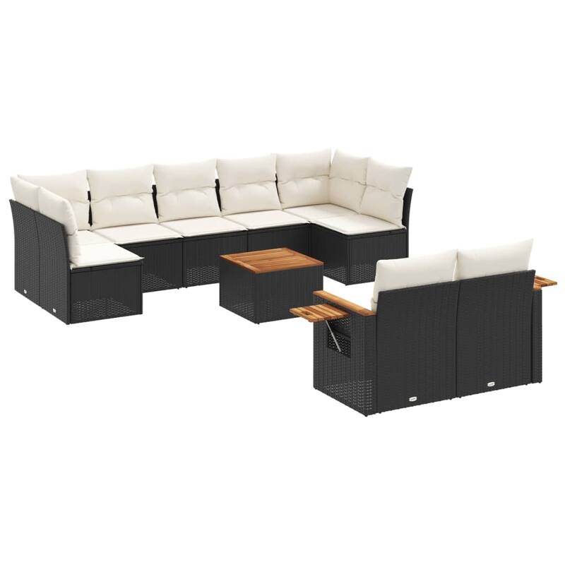 vidaXL Patio Sofa Set with Cushions Outdoor Conversation Furniture Poly Rattan - 24.4 x 33.5 x 27.2 in