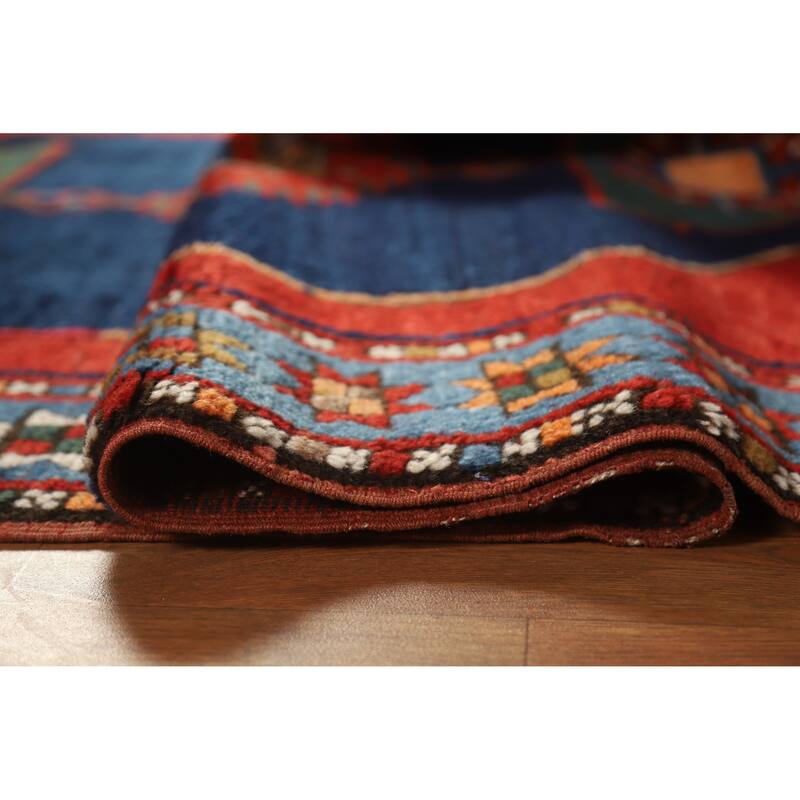 Hand Knotted Oriental 100% Wool Carpet Traditional Tribal Red Kazak Area Rug - 7' 6'' X 4' 2''