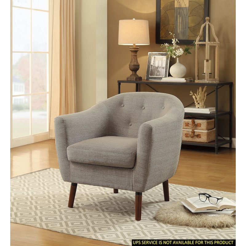 Retro Style Fabric Accent Chair with Cherry Finished Legs - Beige